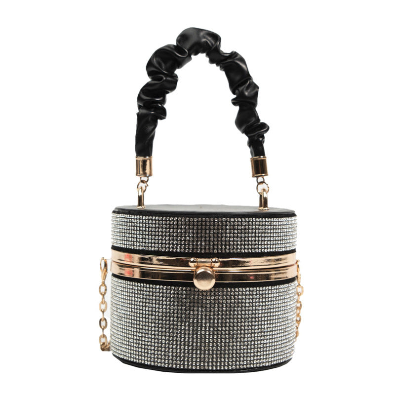 Women's Personality Fashionable Simple Mini Rhinestone Fashion Pleated Women's Shoulder Bag