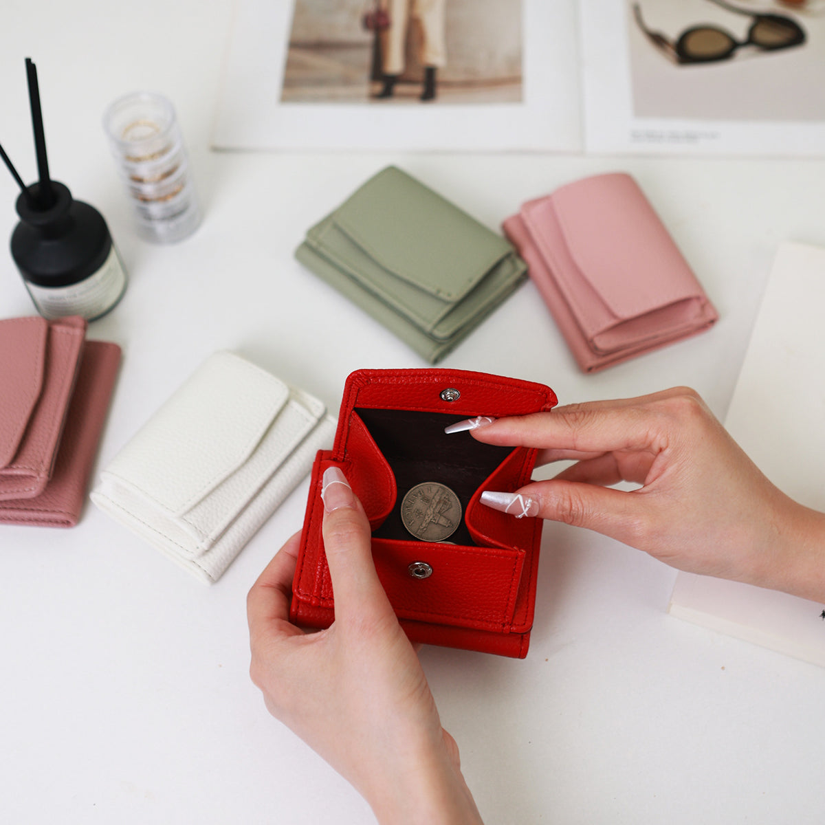 New Mini Short Female Lychee Pattern Coin Purses