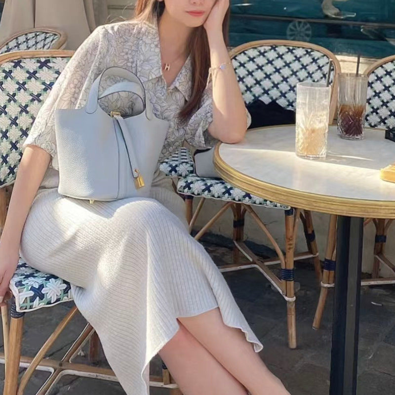 Women's Genuine Leather Vegetable Basket Bride Litchi Grain Bags