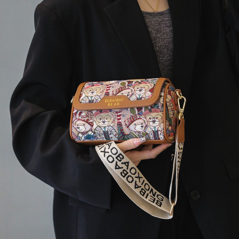 Fashion Color Contrast Single Room White Western Style Shoulder Bags