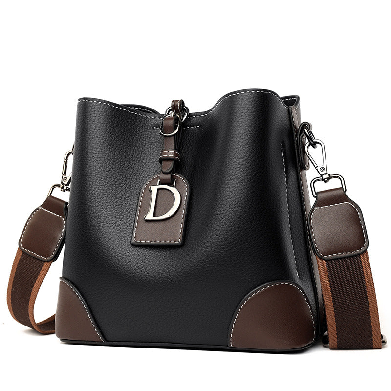 Retro Large Capacity Contrast Color Wide Crossbody Bags