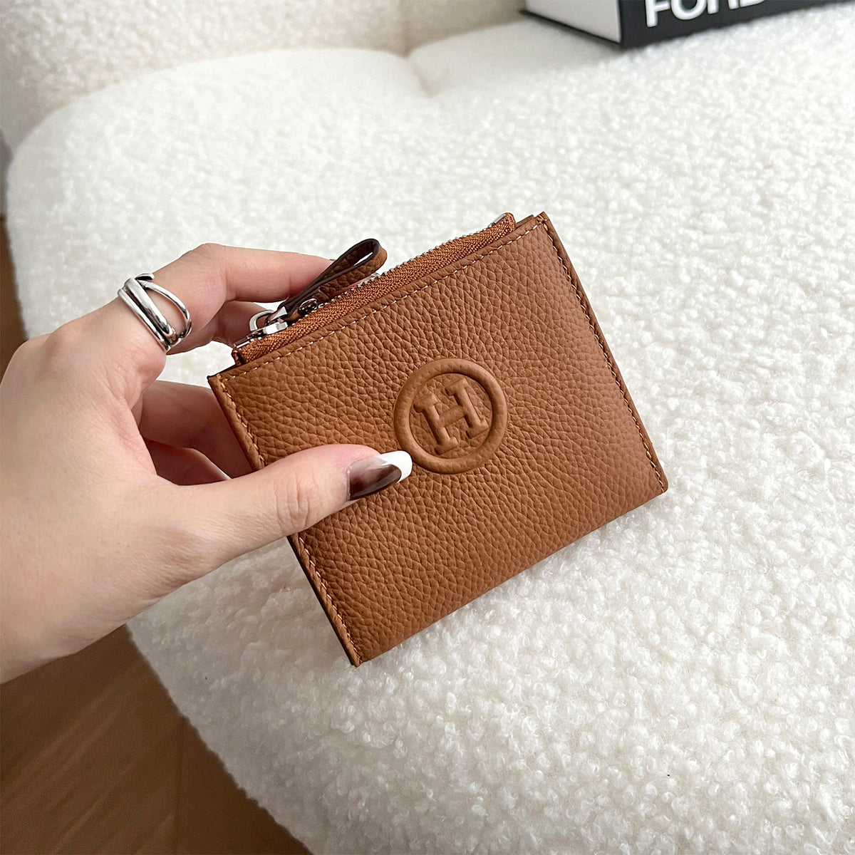 Women's Cowhide Short Half Fold Multiple Slots Ladies Wallet