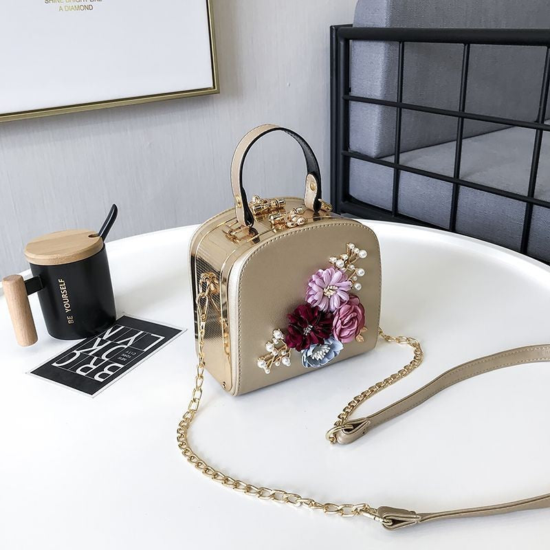 Women's Korean Style Pearl Flower Dinner Clutch Shoulder Bags