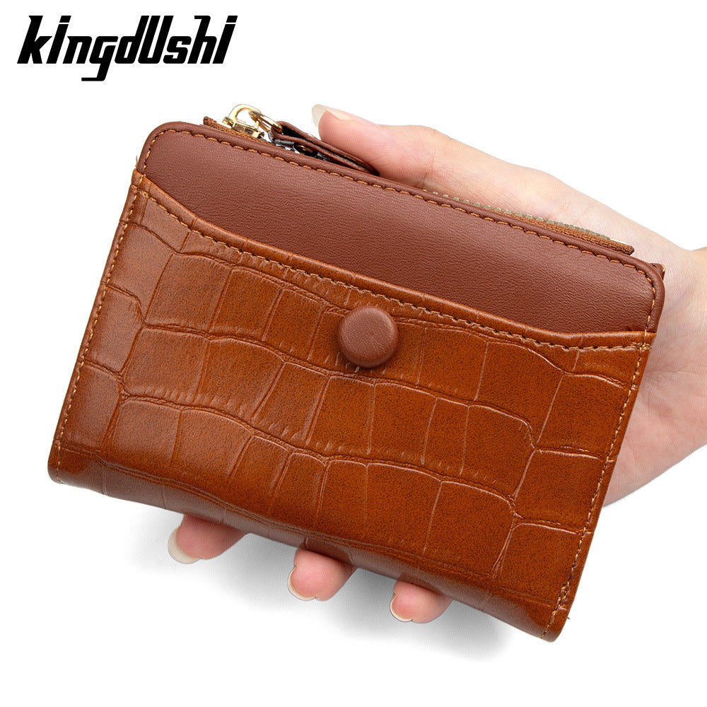 Women's Vintage Stone Pattern Multiple Slots Side Zipper Purses