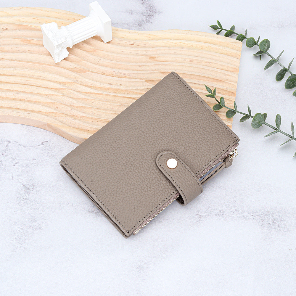 Women's Large Capacity Multiple Slots Short Cattlehide Ladies Wallets