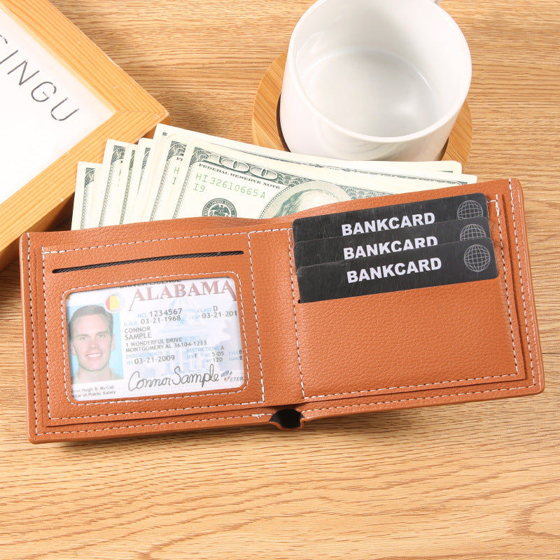 Men's Fashion Lychee Pattern Soft Leather Multiple Men's Wallets