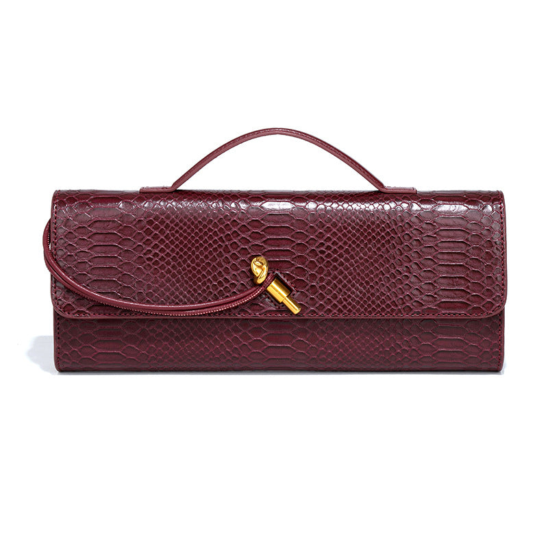 Crocodile Pattern Snake Clutch File Horizontal Crossbody Bags