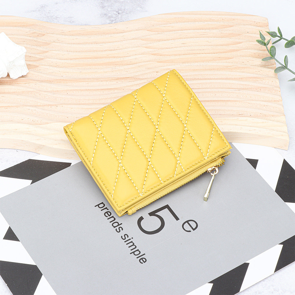 Women's Sheepskin Multiple Slots Fold Genuine Leather Ladies Wallet