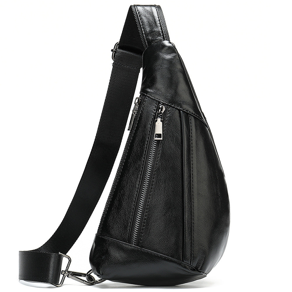 Men's Leather First Layer Trendy Large Capacity Men's Chest Bags