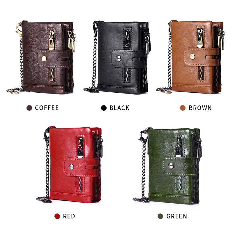 Men's Swiping Vertical Top Layer Oil Wax Men's Wallets