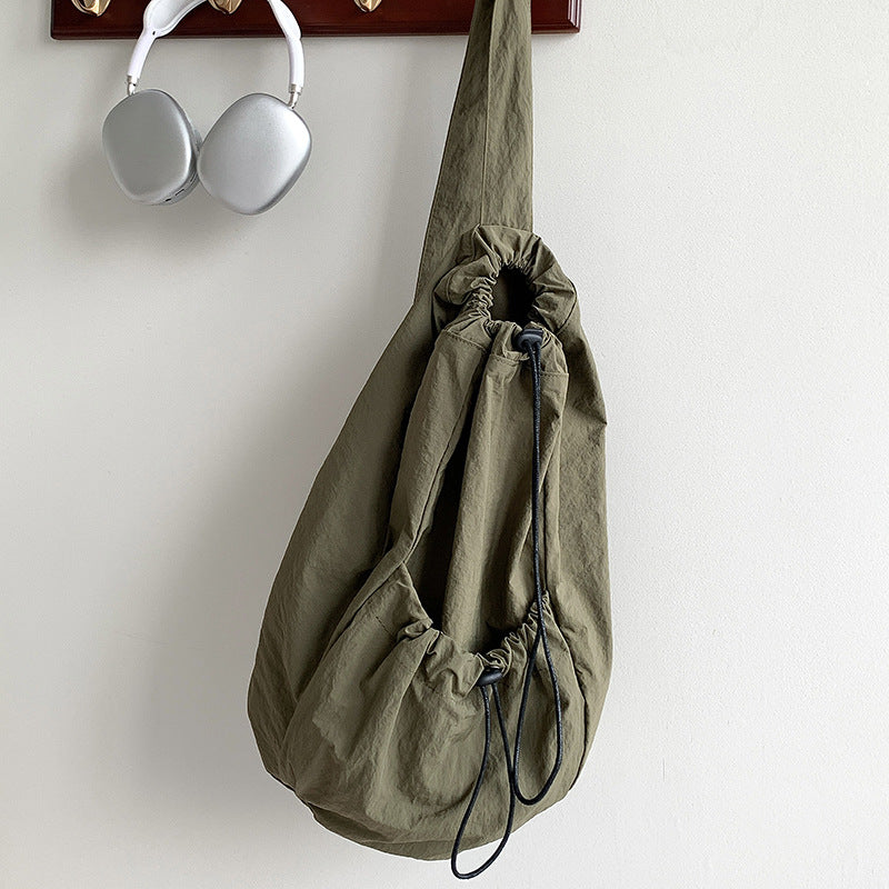 Artistic Nylon Drawstring Pleated Large Capacity Crossbody Bags