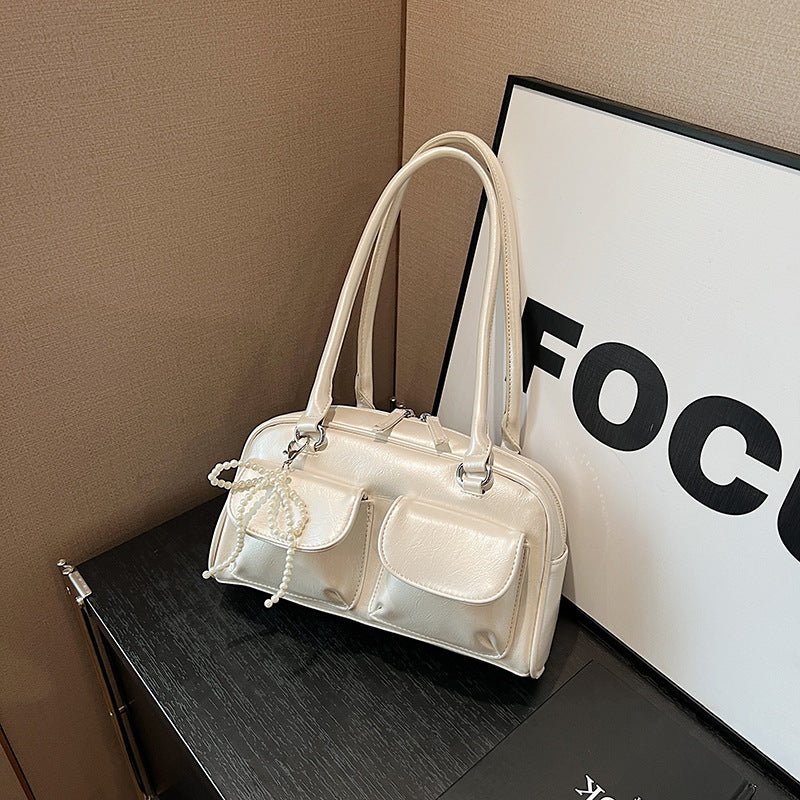 Niche Retro Underarm Double Pocket Stitching Bags