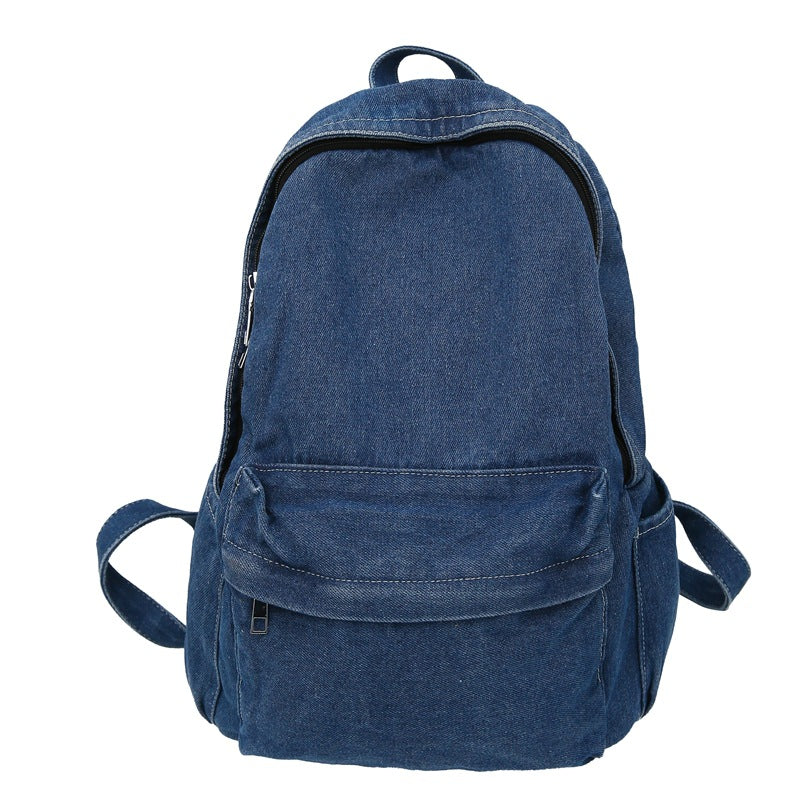 Good-looking Style Washed Denim Trendy Couples Backpacks