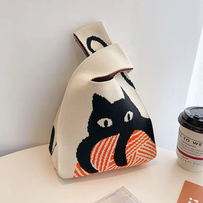 Fashion Style Knitted Hand Shopping Portable Women's Handbag