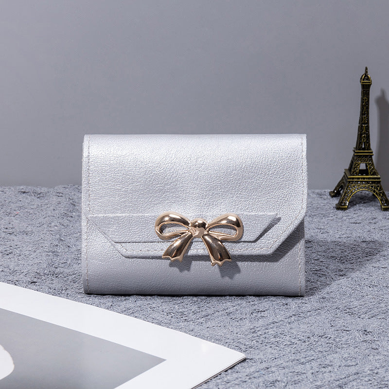 Women's Bow Short Three-fold Button Mini Cheap Bags