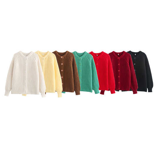 Women's Autumn Solid Color Long-sleeved Knitted For Coats
