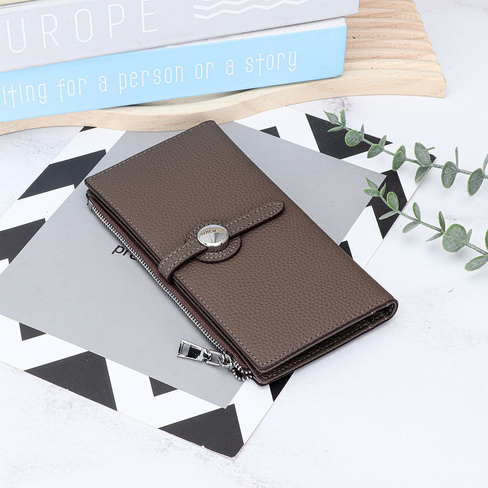 Layer Cowhide Long Fashion Fold Large Ladies Wallets