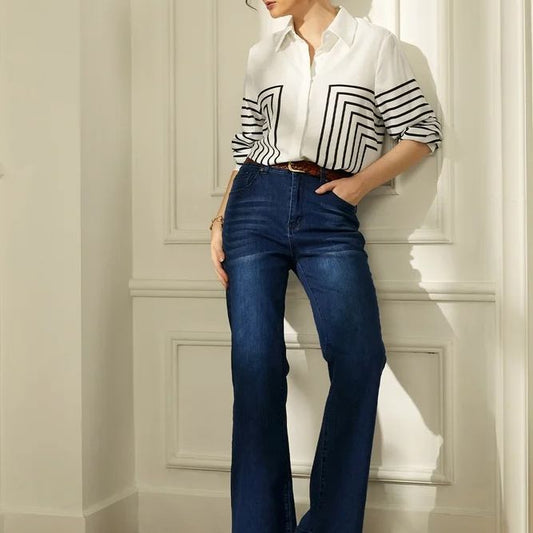 Women's Long Sleeve Loose Temperament Slimming Crepe Blouses