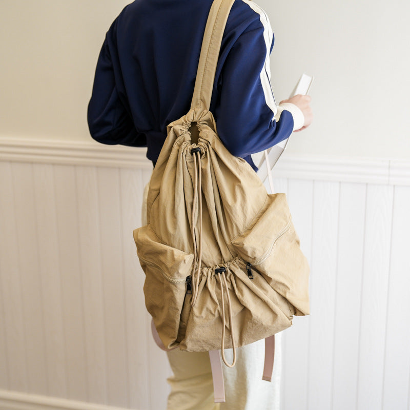 Leisure Artistic Canvas Fashionable Pleated Nylon Backpacks