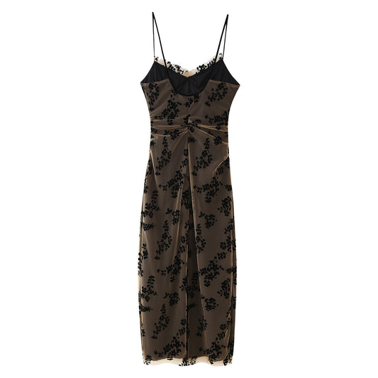 Winter Sexy Burning Flower Print Stitching Dresses