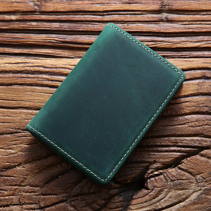 Men's Horse First Layer Cowhide Bank Short Genuine Card Holder