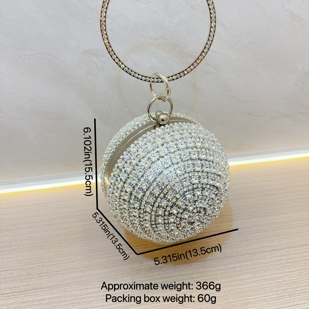 Round Spherical Sier Mini Hand Holding Evening Bags