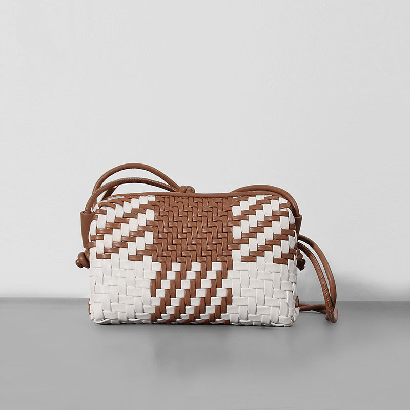 New Slouchy Color Matching Woven Tide Women's Messenger Bag