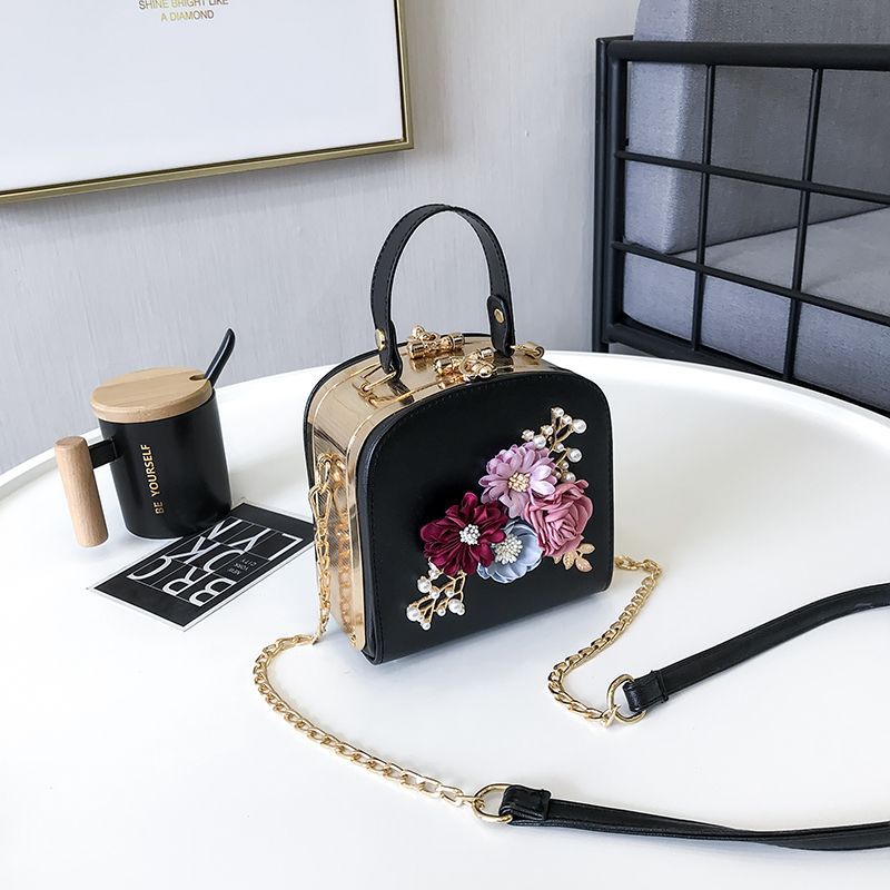 Women's Korean Style Pearl Flower Dinner Clutch Shoulder Bags
