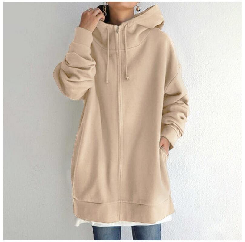 Personality Street Hoodies Zipper Hooded Long Sweaters