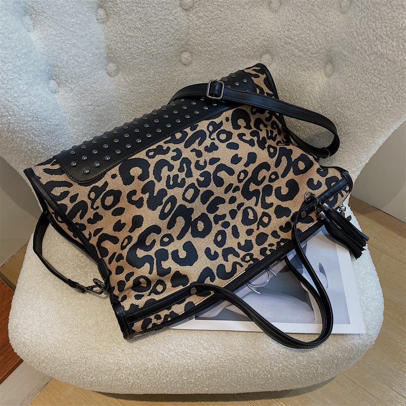 Women's Female Fashion Korean Trend Leopard Print Handbags