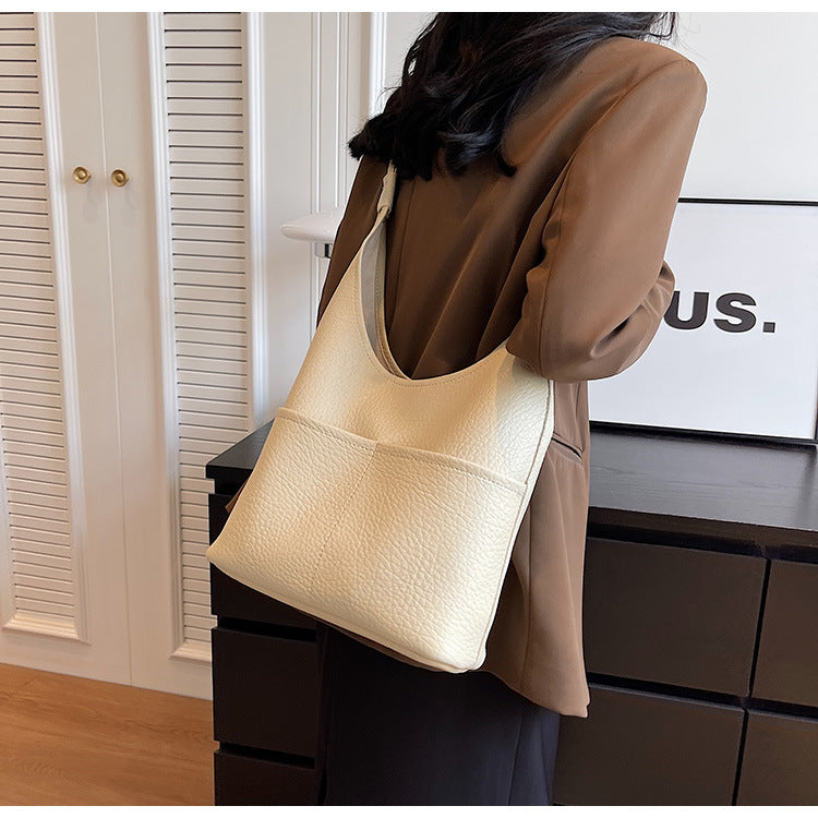 Women's Solid Color Retro Spring Simple High Sense Fashion Shoulder Bags