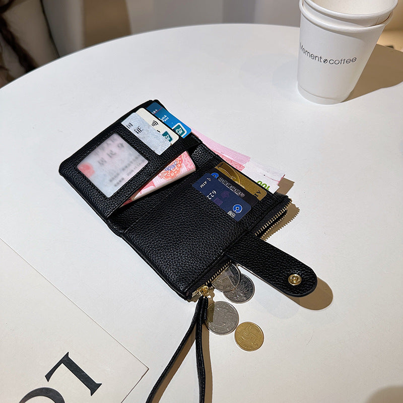 Women's Litchi Pattern Solid Color Thin Short Ladies Wallet