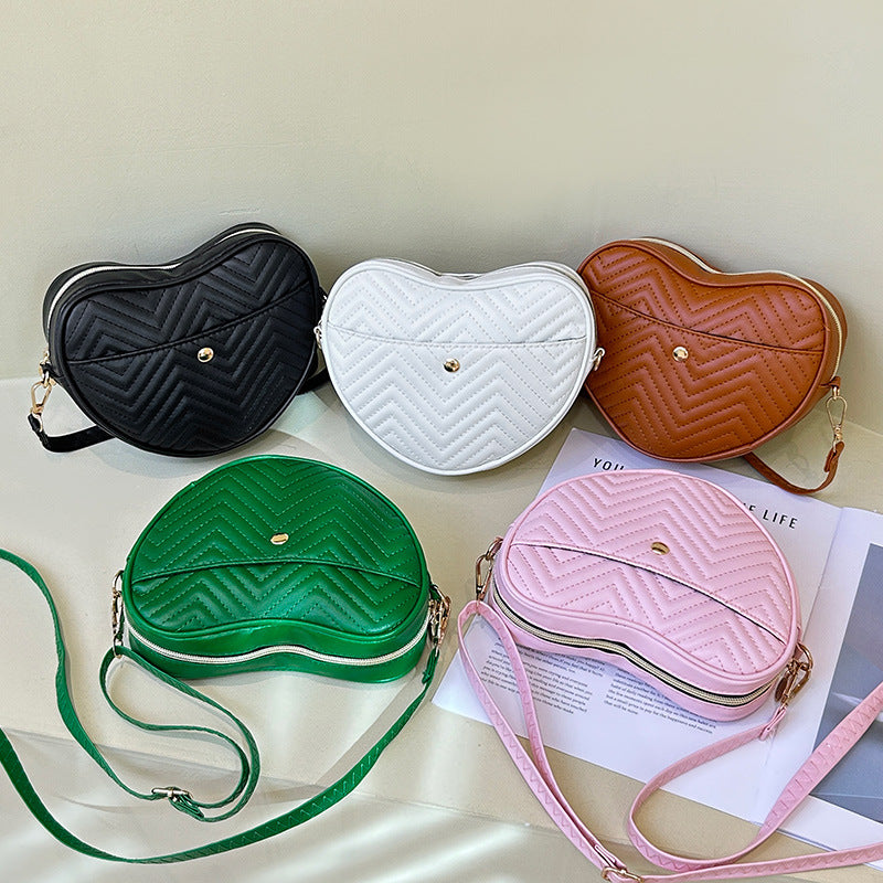 Women's Embroidered Heart Design High-grade Trendy Peach Women's Messenger Bag