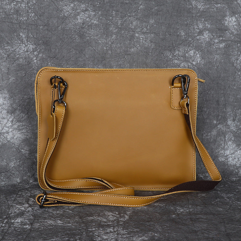 Men's Horizontal Crazy Horse Leather Envelope Business Men's Shoulder Bags
