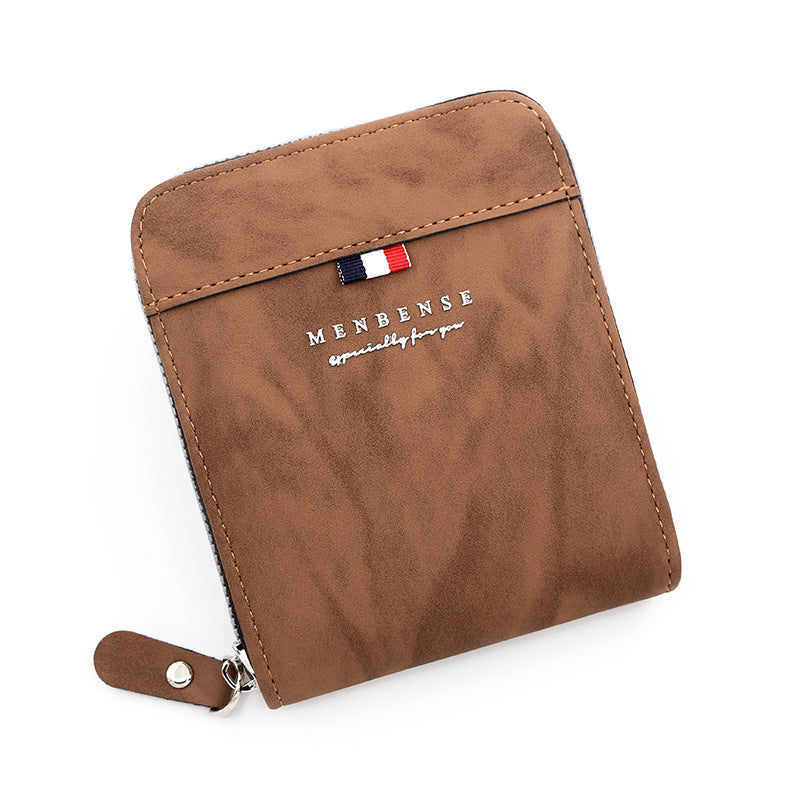 Men's Large Capacity Zipper Frosted Short Scarf Men's Wallet
