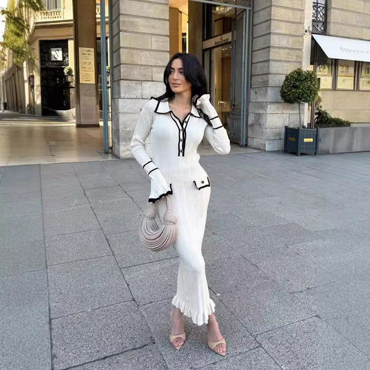 Autumn Fashion Color Contrast Classic Style Dresses