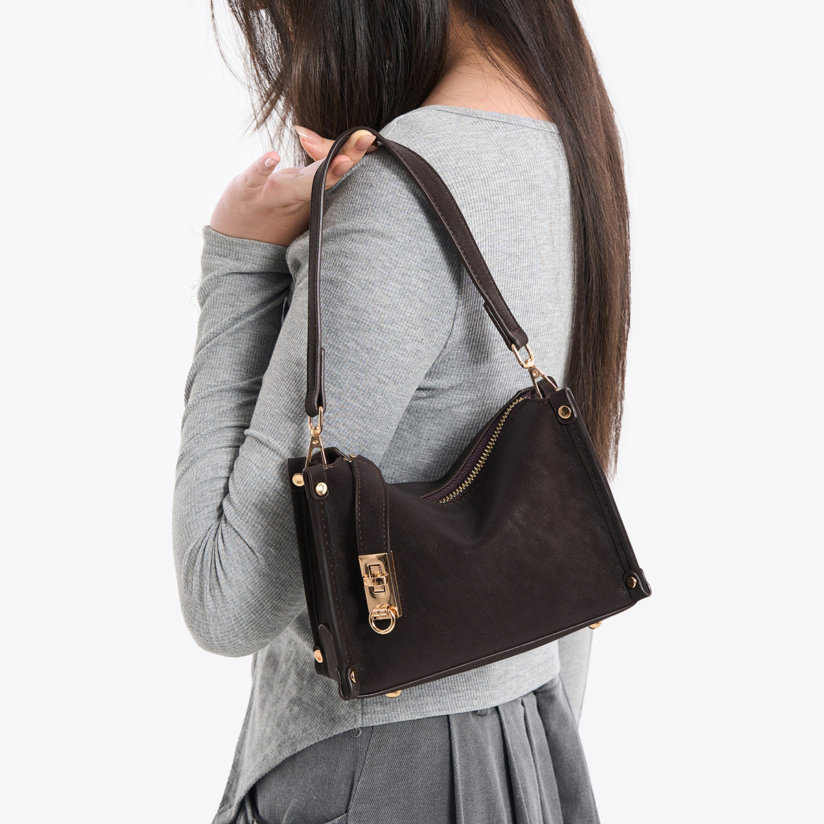 Pretty Women's Retro Fashion Advanced Texture Small Square Bags