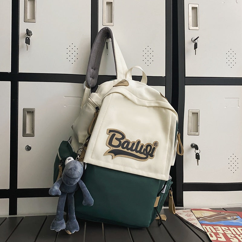 Men's Korean Contrast Color Trendy College Couple Backpacks