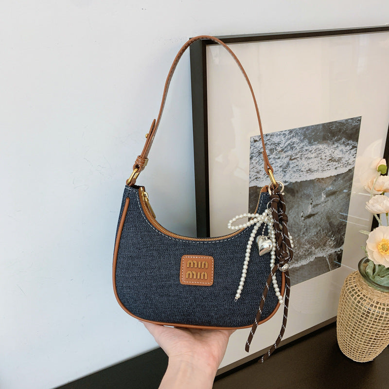 Women's Denim Crescent-shaped Underarm Fashion Selenodont Armpit Bags