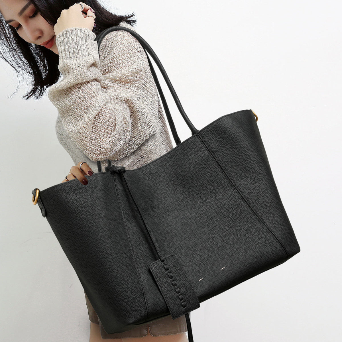 Women's Large Capacity Big First Layer Cowhide Women's Shoulder Bag