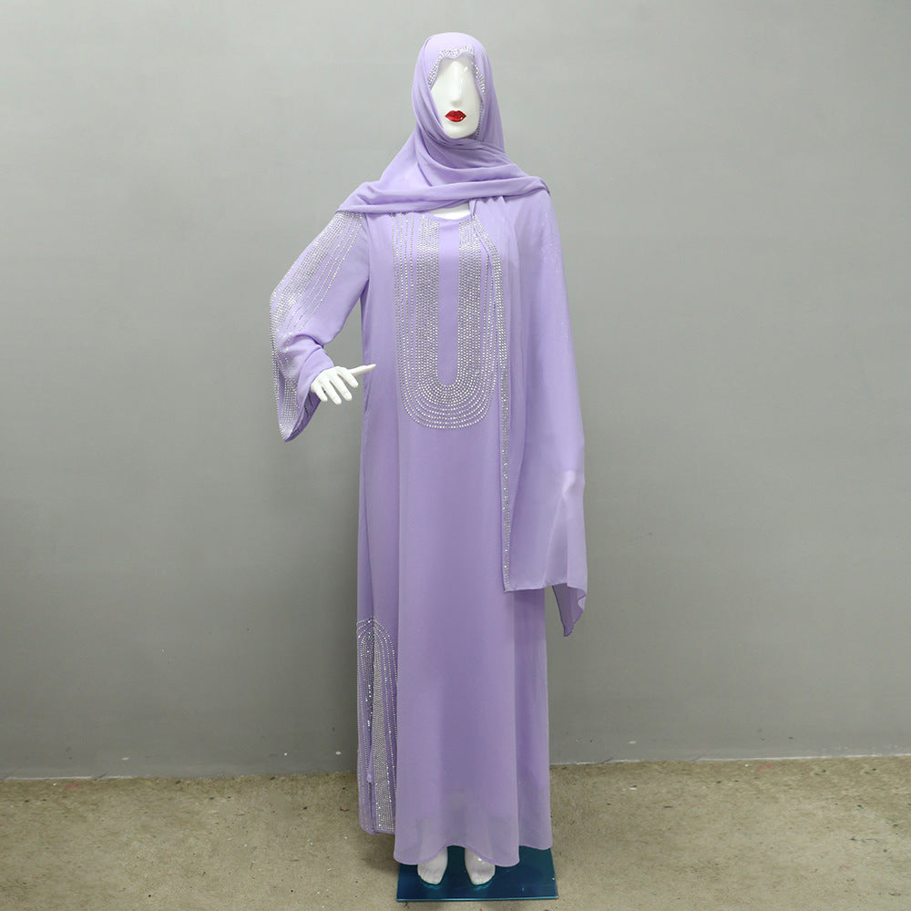 Ethnic Clothes Fashion Rhinestone Robe Saudi Clothing