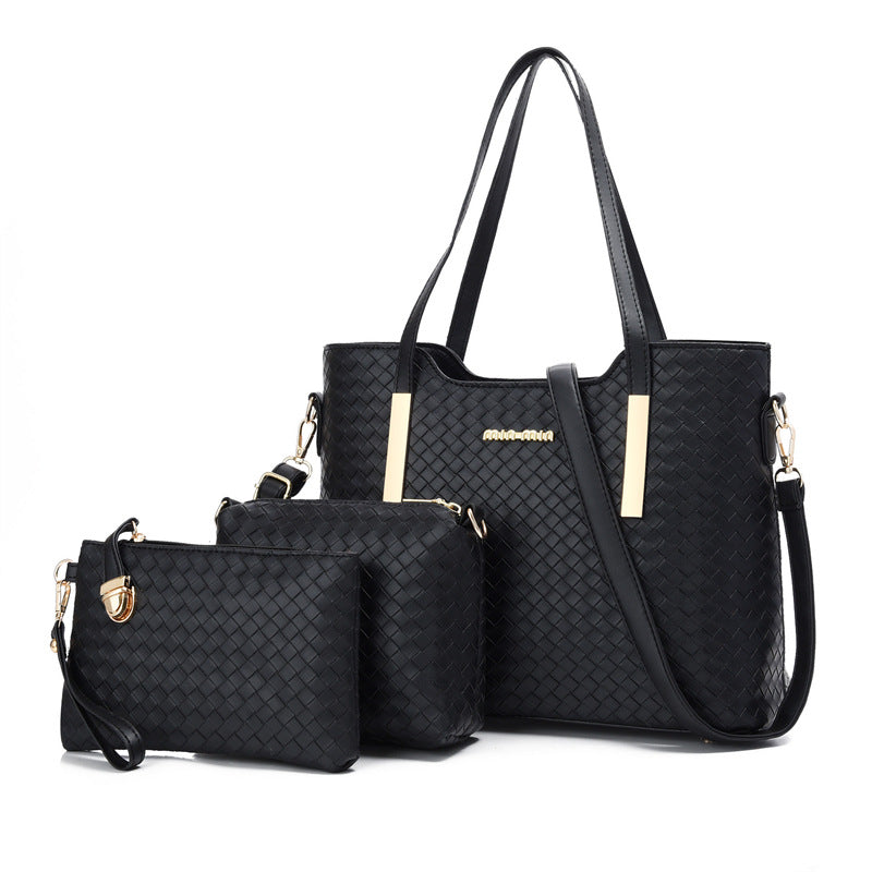 Popular Women's Embossed Woven Three-piece Tide Handbags