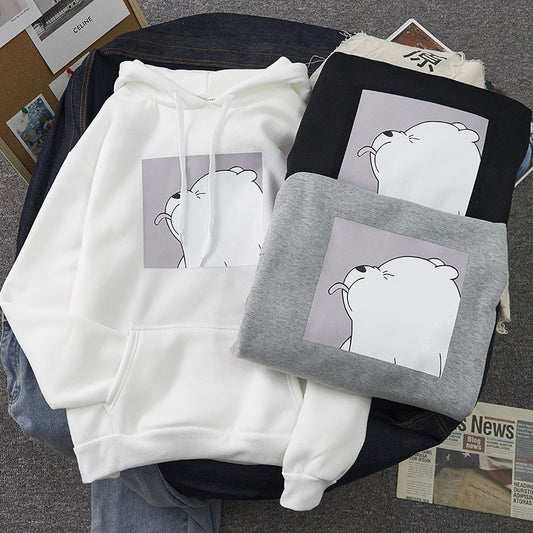 Women's Thin For Fleece-lined Loose Hooded Trendy Sweaters