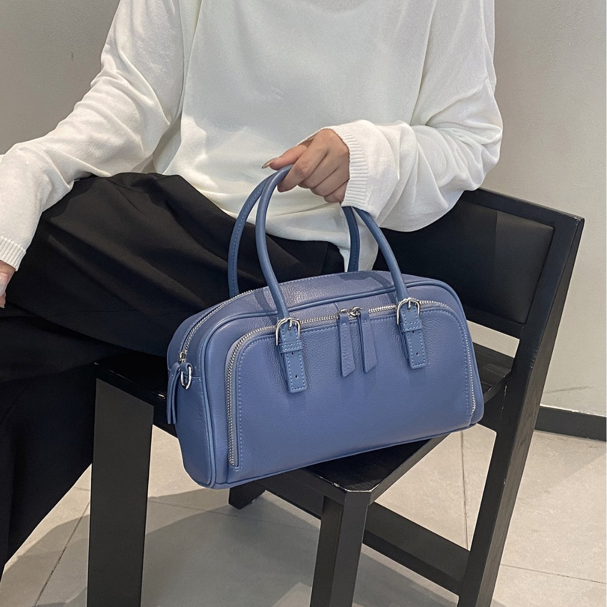 Women's Genuine Leather Korean Fashion First Layer Cowhide Portable Simple Bags