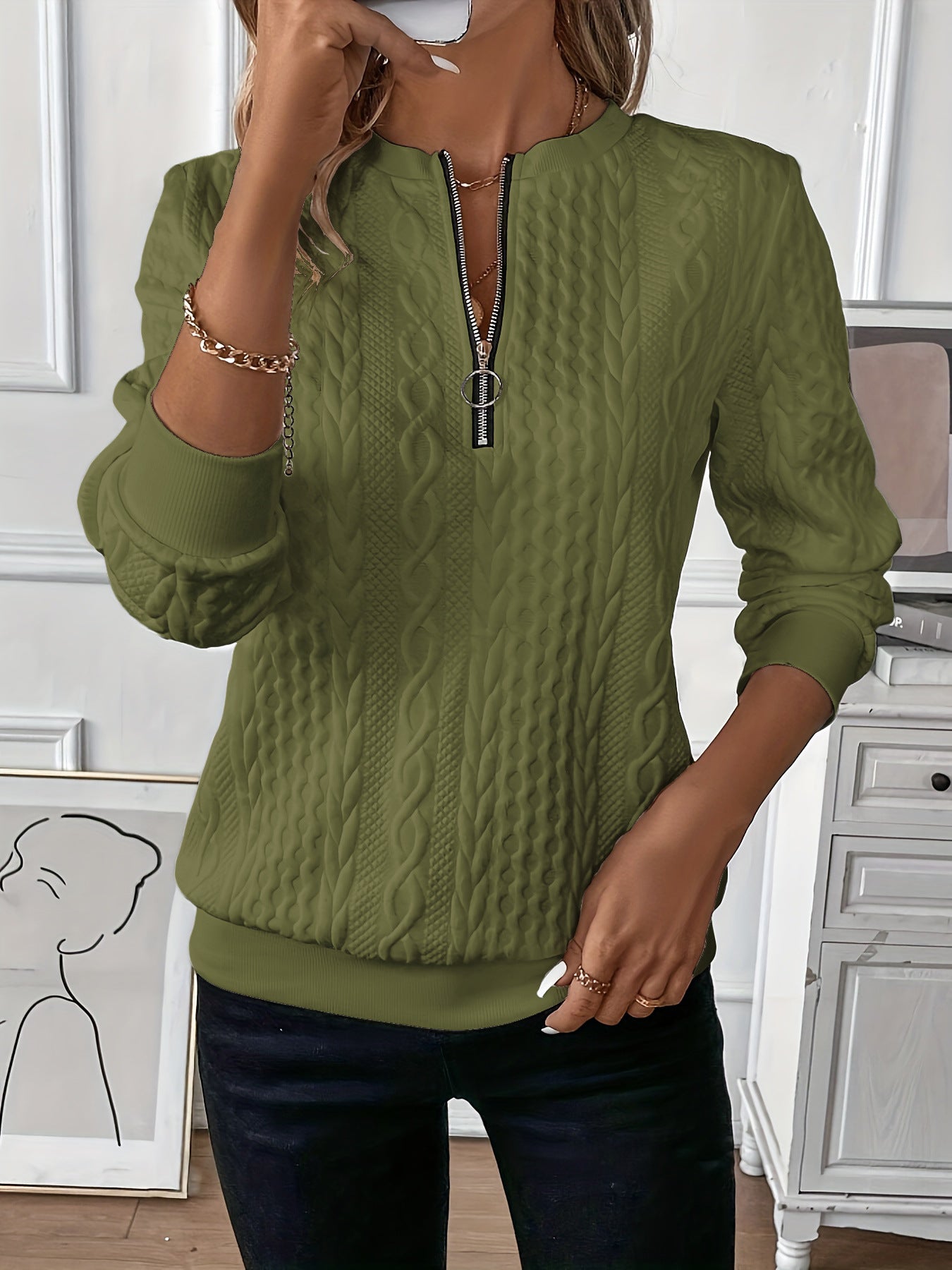Women's Pretty Hoodie Casual Sweatshirt Zipper Sweaters