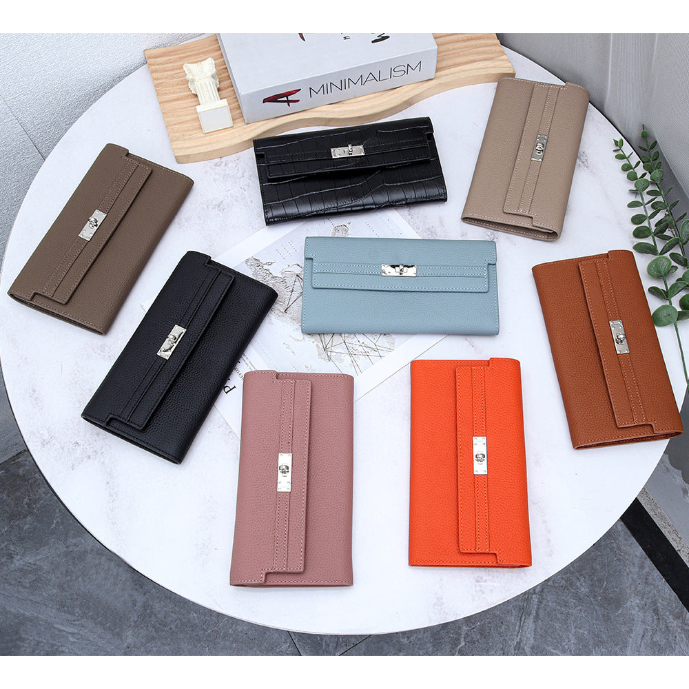 Women's Long Genuine Leather Fashion Kelly Money First Layer Ladies Wallet