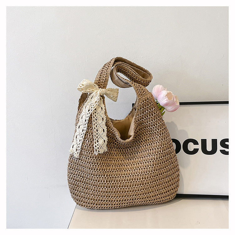 Women's Straw Silk Scarf Personality Trendy Vacation Style Large Capacity Shoulder Bags