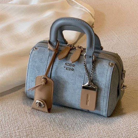 Women's Trendy Platinum Blue Sea Area Pillow Shoulder Bags