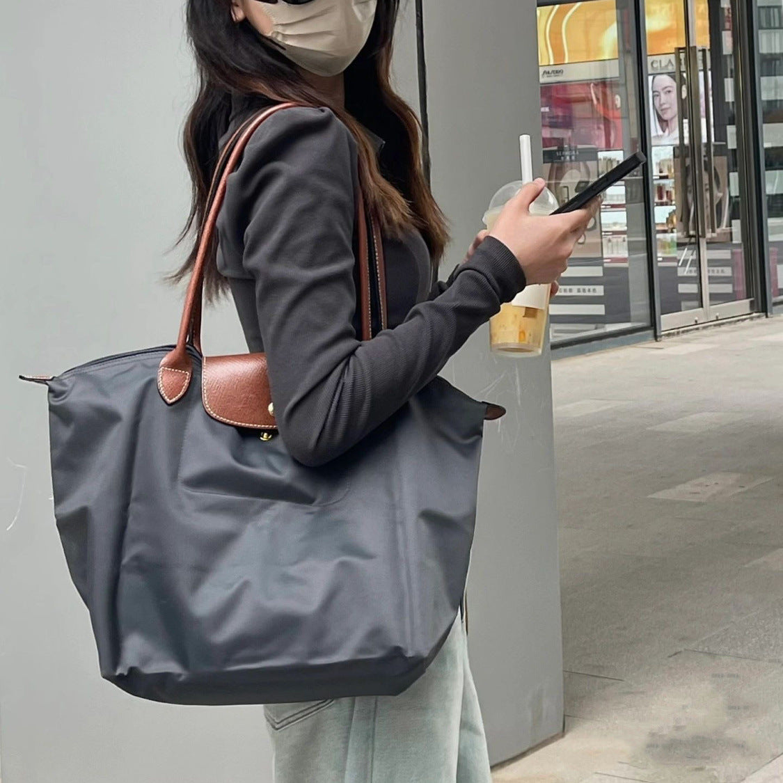 Women's Nylon Dumpling Embroidered Large Capacity Totes Shoulder Bags