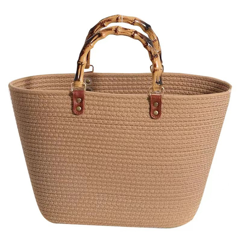 Women's Woven Fashion Bamboo Joint Portable Cotton Rope Women's Handbag